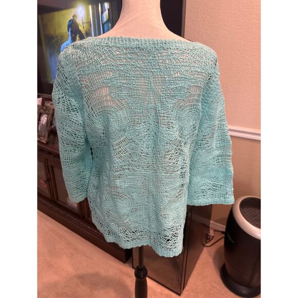 Women’s Soft Surroundings Turqoise Loose Knit Sweater. Size Small - Picture 3 of 3